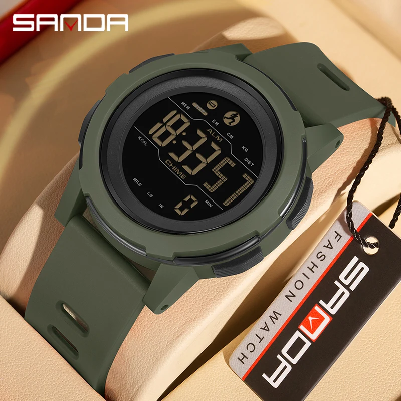 

SANDA Brand Men Watches Sports Passometer Calories 50M Waterproof LED Digital Watch Military Wristwatch Electron Men's Watch2189