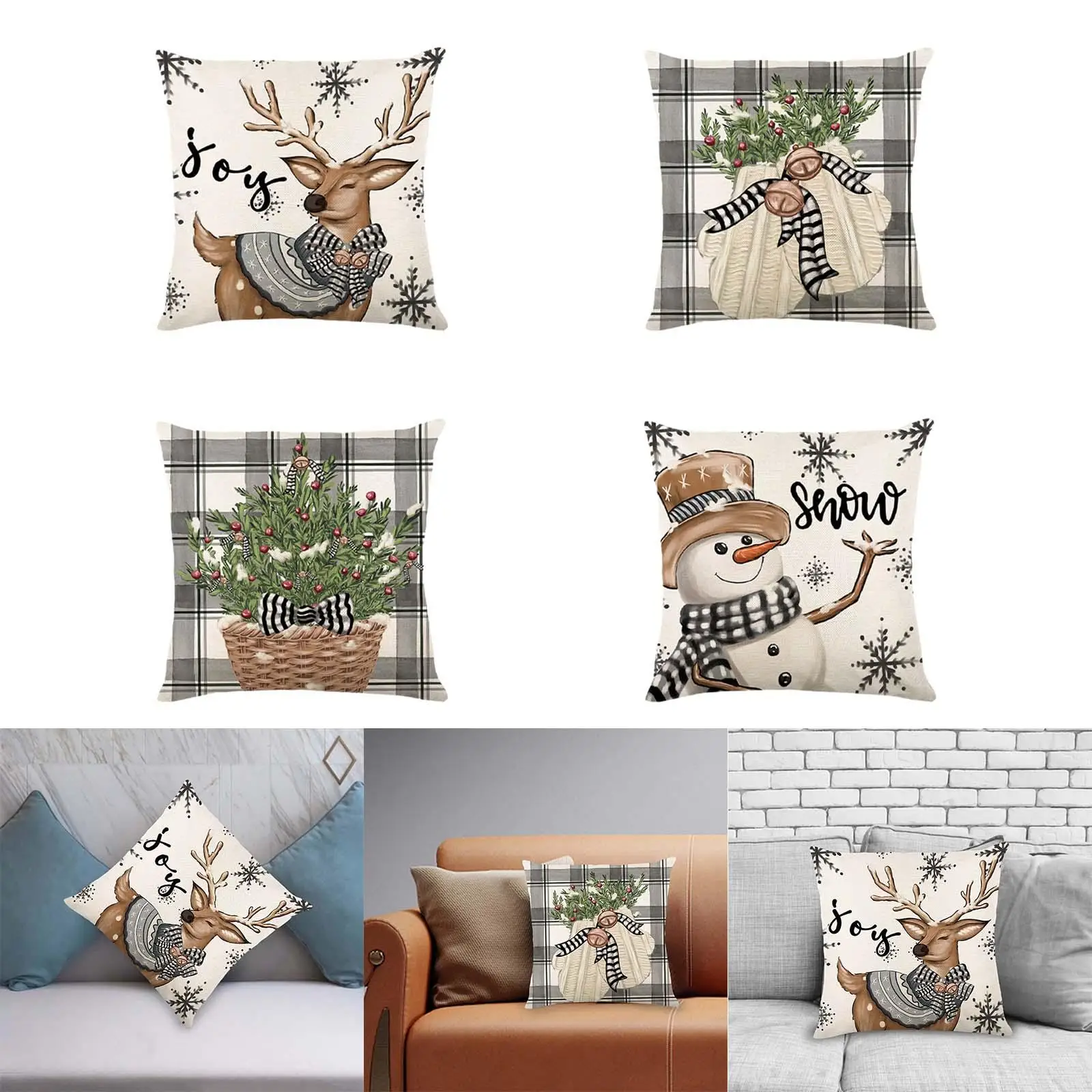 

Christmas Throw Pillow Cover Decor Throw Pillowcase for Chair Festivals Cafe