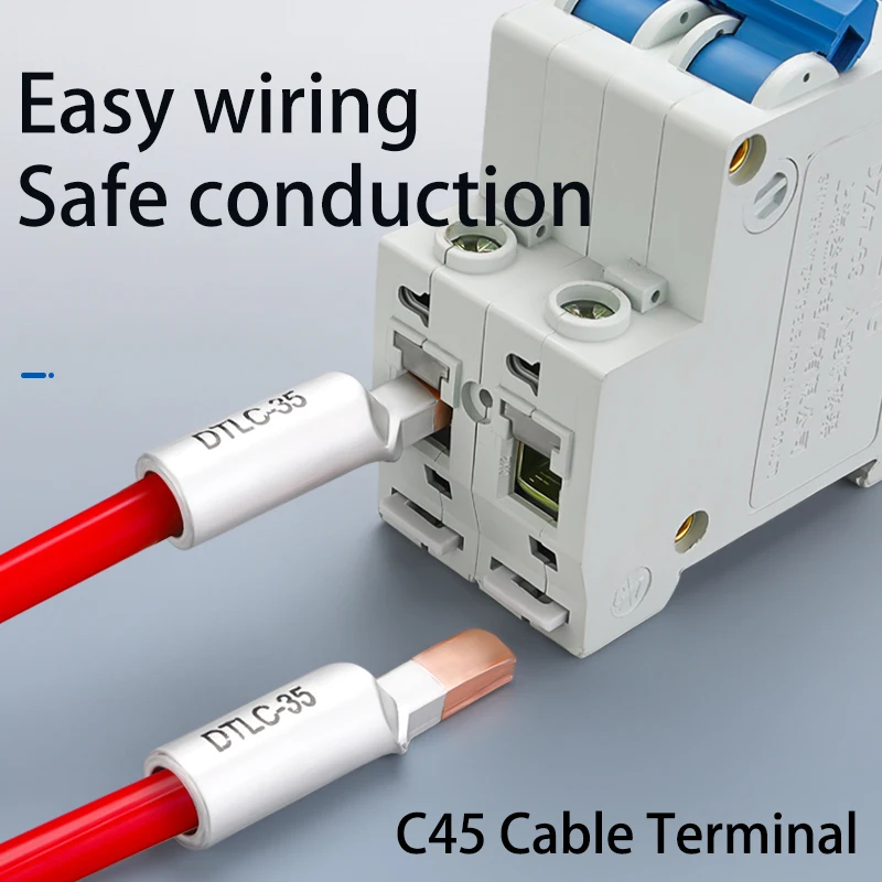 Dtlc C4510 16 25 35 50 Mm2 Cabo de Alumínio Cobre Friso Terminal Desencapado Talões Fio Conector Comum Frio Imprensa Dz47