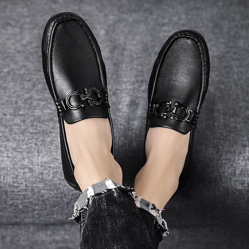 2024 New Men's Casual Fashion, Men's Boat Shoes, Driving Shoes, Men's Bean Shoes, Soft Sole Casual Leather Shoes