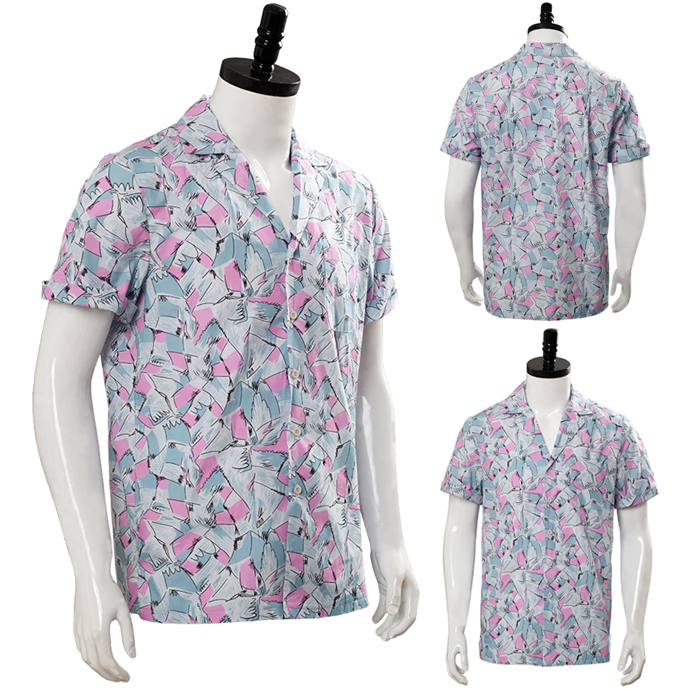 

Hopper Cosplay Printed Shirts Stranger Cosplay Things Costume Disguise Men Short Tops Adult Male Halloween Party Roleplay Suit