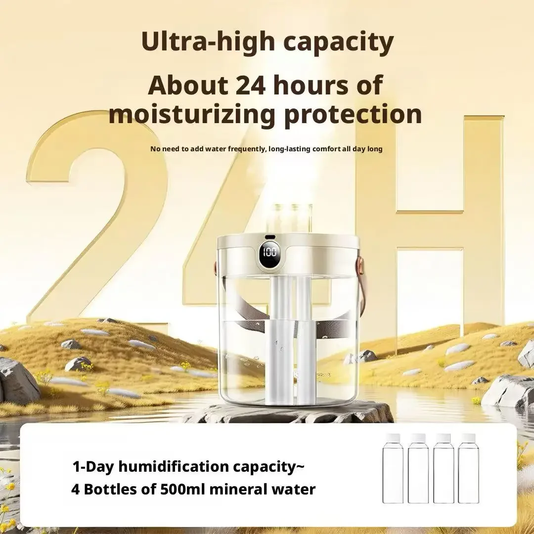 Silent Air Humidifier Dual-Spray Digital Display for Bedroom Office Desktop Household Water Replenisher 3