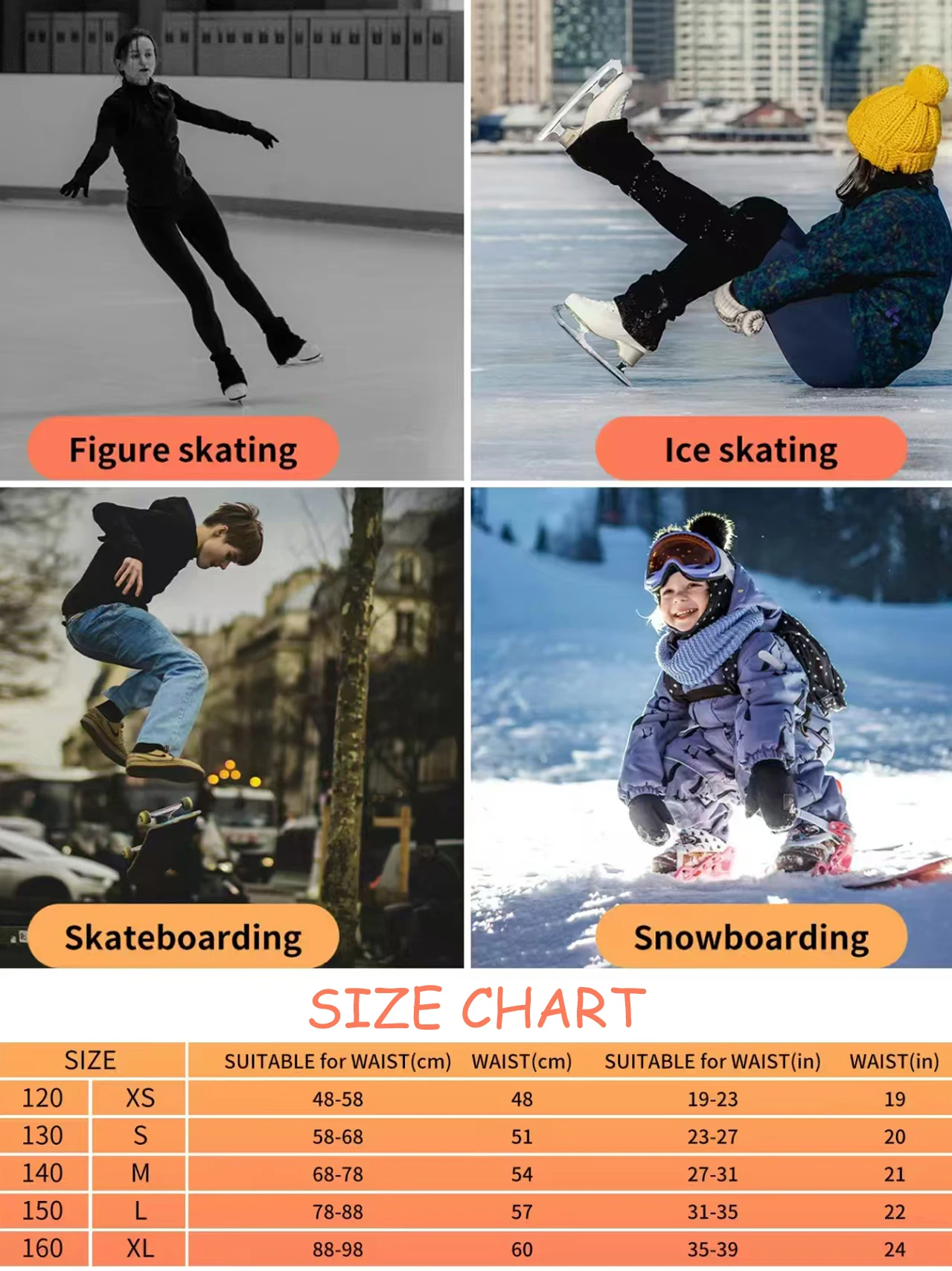 AVIVOR Figure Skating Protective Shorts with Side Zipper and 3D Padding for Kid Youth Adult Suitable for Skiing Skateboarding