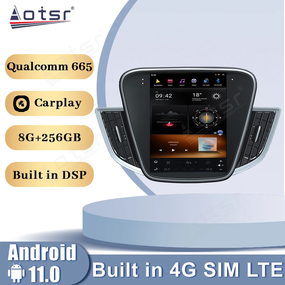 

Автомобильное радио Qualcomm Snapdragon 665, Android 11, Тесла экран, для Chevrolet кавалер 2016, 2017, 2018, Carplay, SIM, GPS, стерео, головное устройство