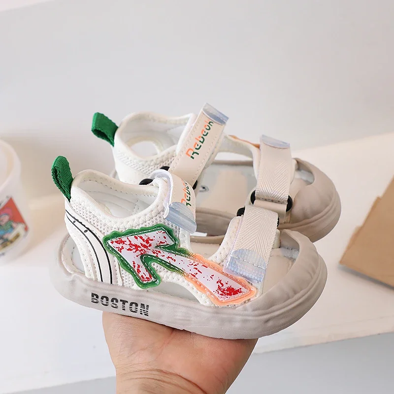 통기성 스포츠 샌들 여름용 샌들 남아용 캐주얼 해변 신발 편안한 부드러운 밑창 아동용 신발 패션 미끄럼 방지 샌들 