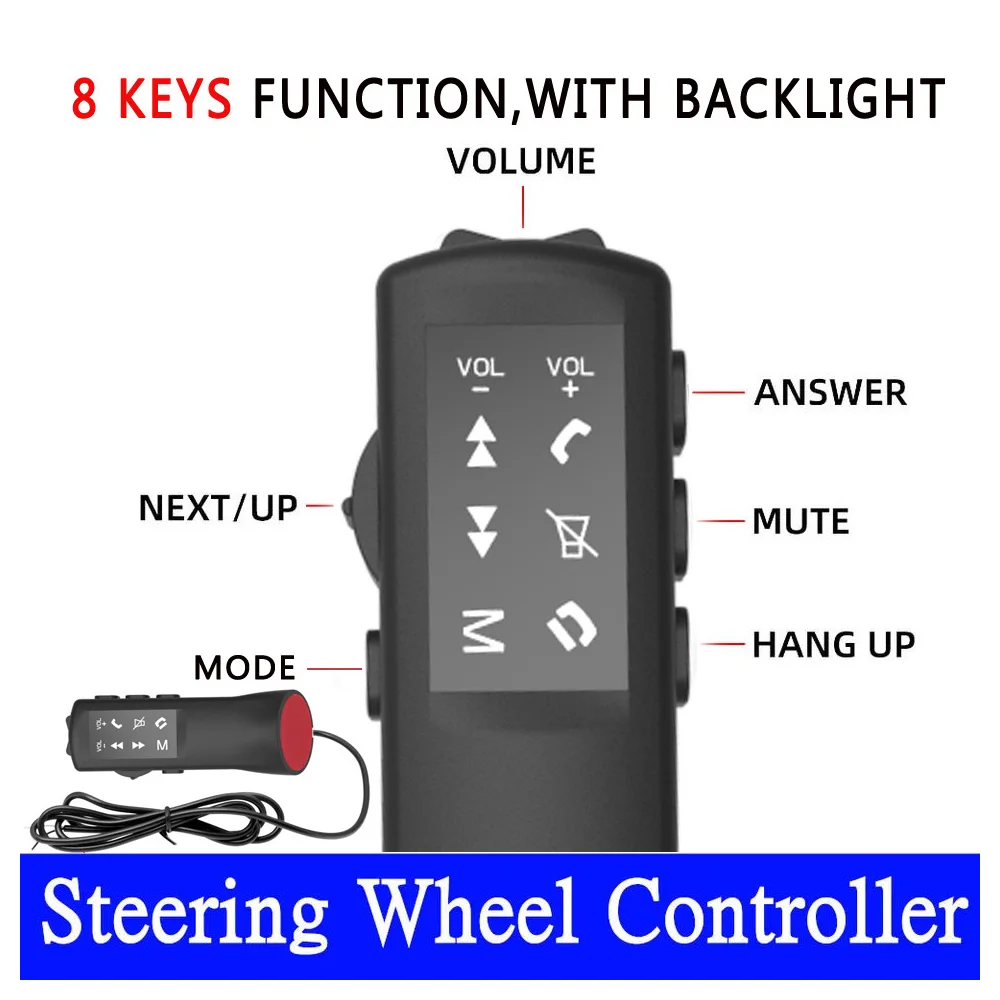 Pulsanti universali per volante per auto a 8 tasti telecomando multifunzionale accessori per autoradio Android DVD SWC - immagine 2