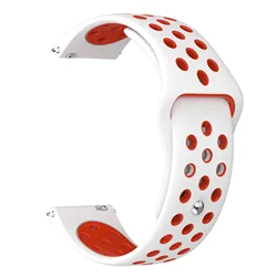 22mm Silicone Strap Band Bracelet for Sports Watches - Universal Wristband Accessories (White Red)