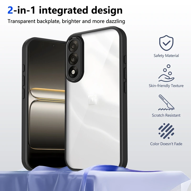 Clear Shockproof Silicone Phone Case with TPU Bumper and PC Back