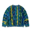 ABOORUN Men's 3D Bitter Melon Pattern Contrast Color Sweaters Heavy Industrial Pullover Knitwear for Male 4