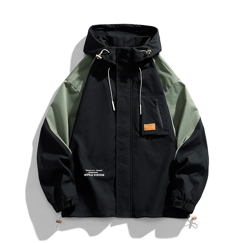 

Autumn Jacket Men New Korean Spring Multi Pocket Loose Outdoor Coat Hooded Youth Trendy Waterproof Windbreaker Plus Size 8XL 9XL