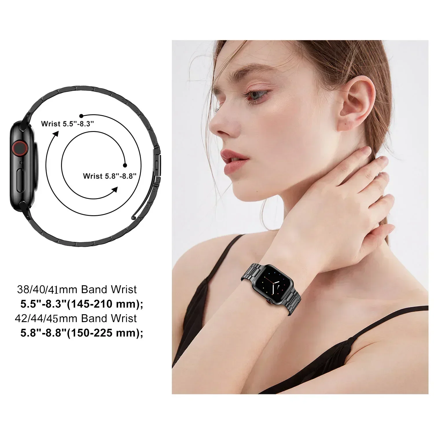Elegant Stainless Steel Watch Strap - Premium Metal Bracelet Band