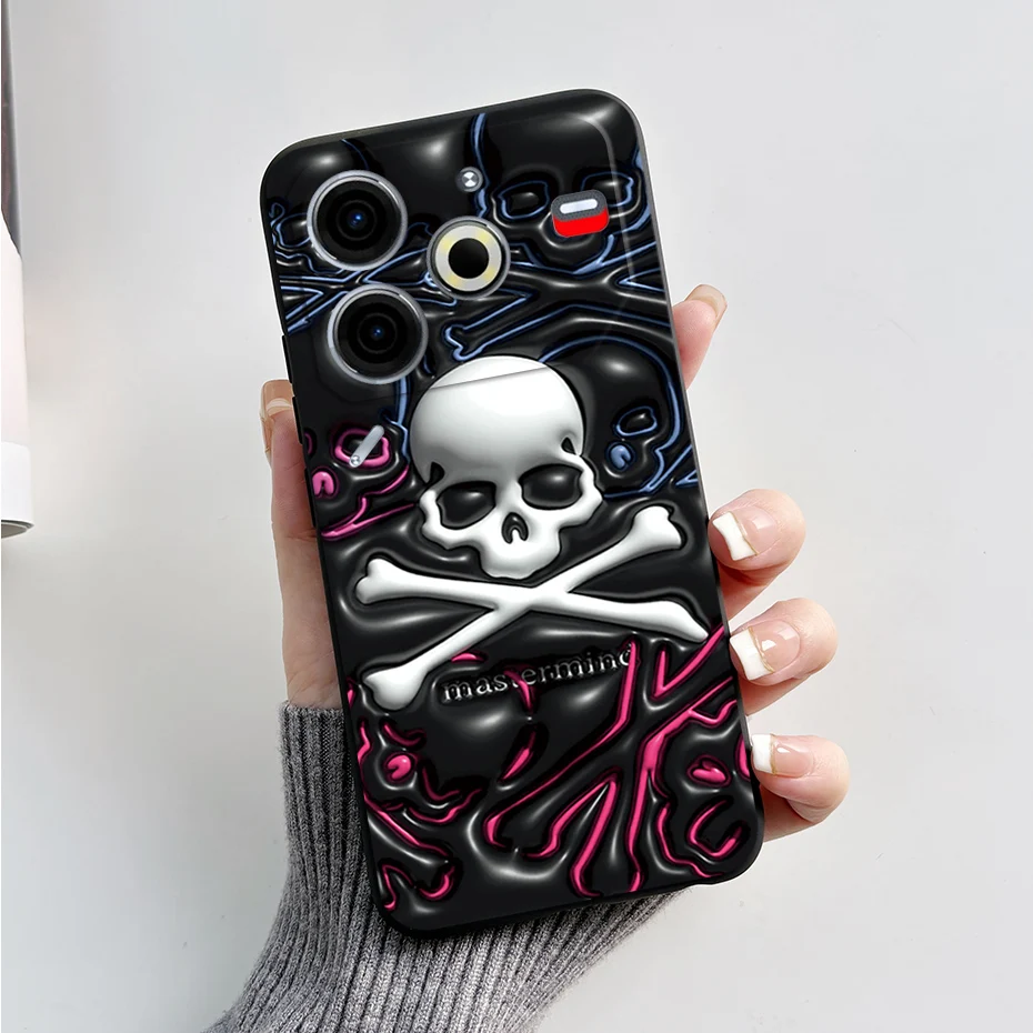 Luxury Marble Black Silicone Soft Phone Case - Elegant TPU Back Cover in 6.78