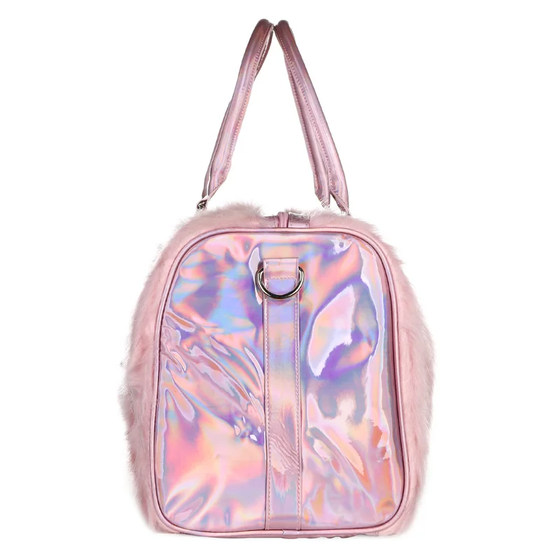 Blue Travel Duffel Bags Fur Handbag For Women Travel Bag Large Capacity Crossbody Bag Shoulder Bags Noble Tote Bolsa Mujer