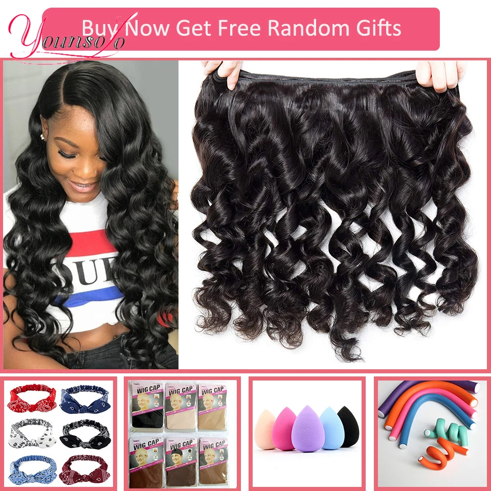 Younsolo Loose Wave Bundles Brazilian Human Hair Loose Weave Bundles 1/3/4/Pcs Lot Natural Black Human Hair Extensions For Woman 6