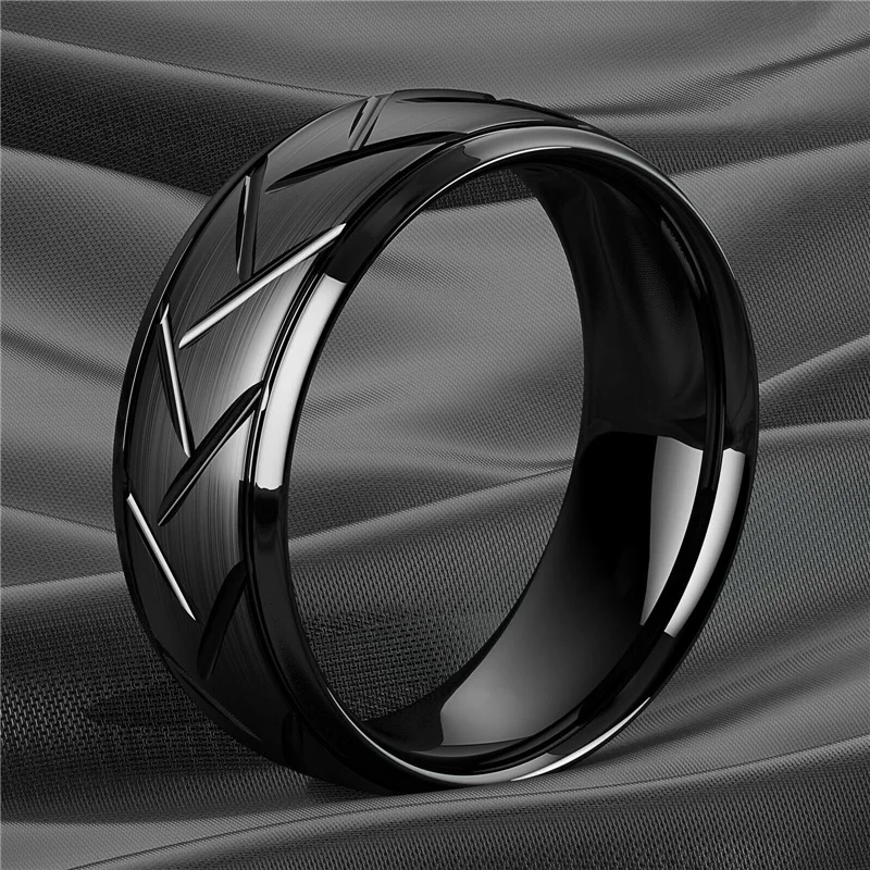 8mm Titanium Steel Rings for Men Women Groove Multi-Faceted Stainless Steel Wedding Band Jewelry-wedding rings,womens ring,couple rings,finger rings,jewelry rings,ring jewelry