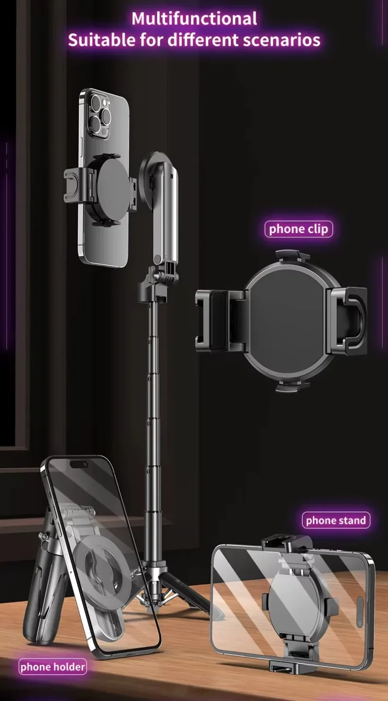 Magnetic Bluetooth Selfie Stick Tripod For Iphone And Android Phones_voghion.com