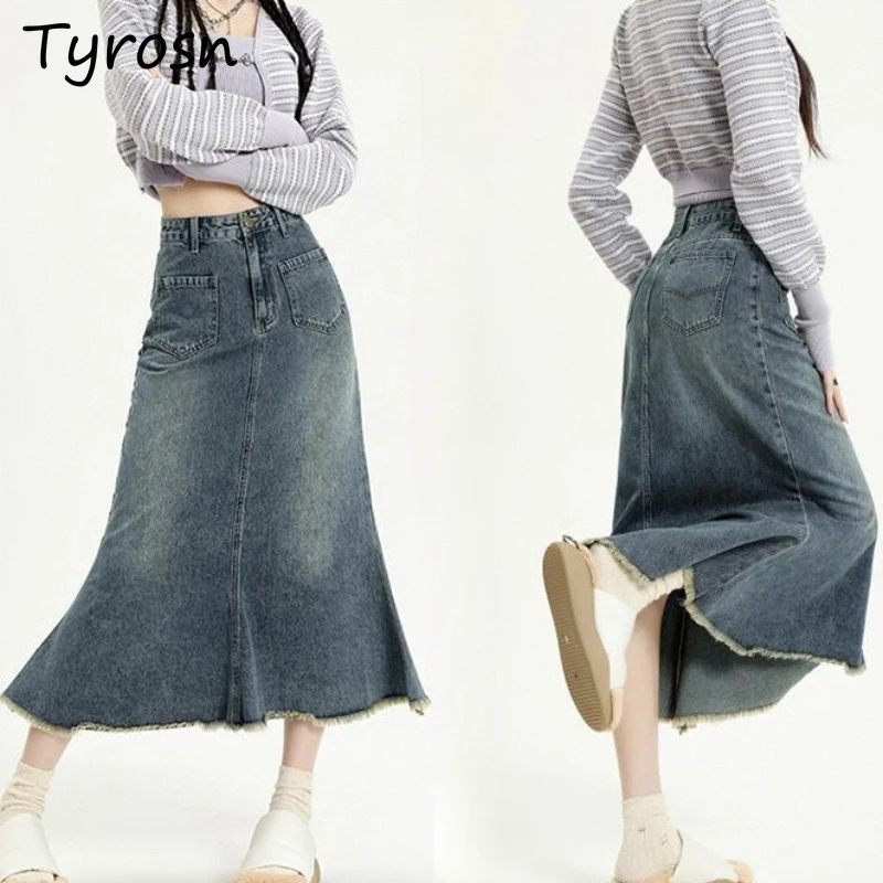 

Women Skirts Denim Brushing Up Pocket Summer Slim Office Lady Young American Style Comfortable Y2k Popular Temperament Harajuku