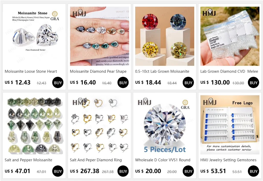 0,5-10ct Laborgezüchteter Moissanit in Grau, Champagner, Gold, Gelb, Granatapfelrot, Rundschliff, Ringe, Ohrringe, Perlenherstellung, DIY-Geschenk – Detail 1