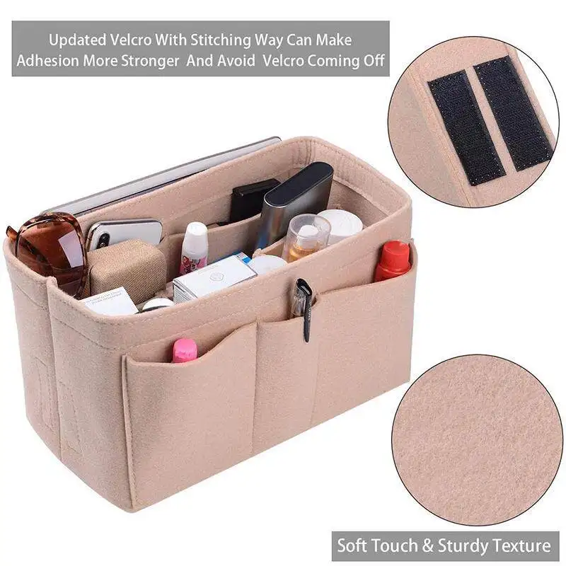 EverToner Purse Organizer Insert Felt Bag organizer with zipper Handbag and  Tote Shaper Fit Tote Insert Organizer Bag