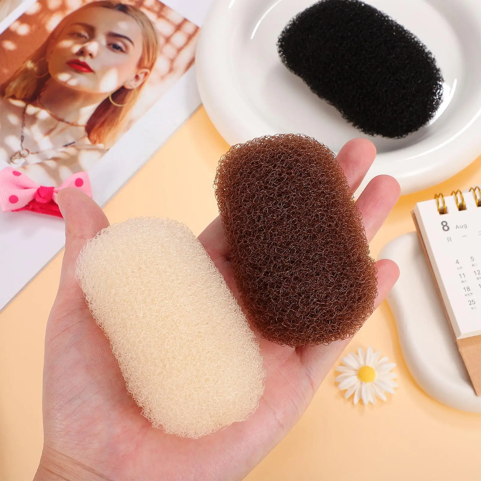 3 Pcs Heightening Hairpin Barrettes for Women Net Crescent Combs Curler Volumizer Inserts Bumps Clip Sponge