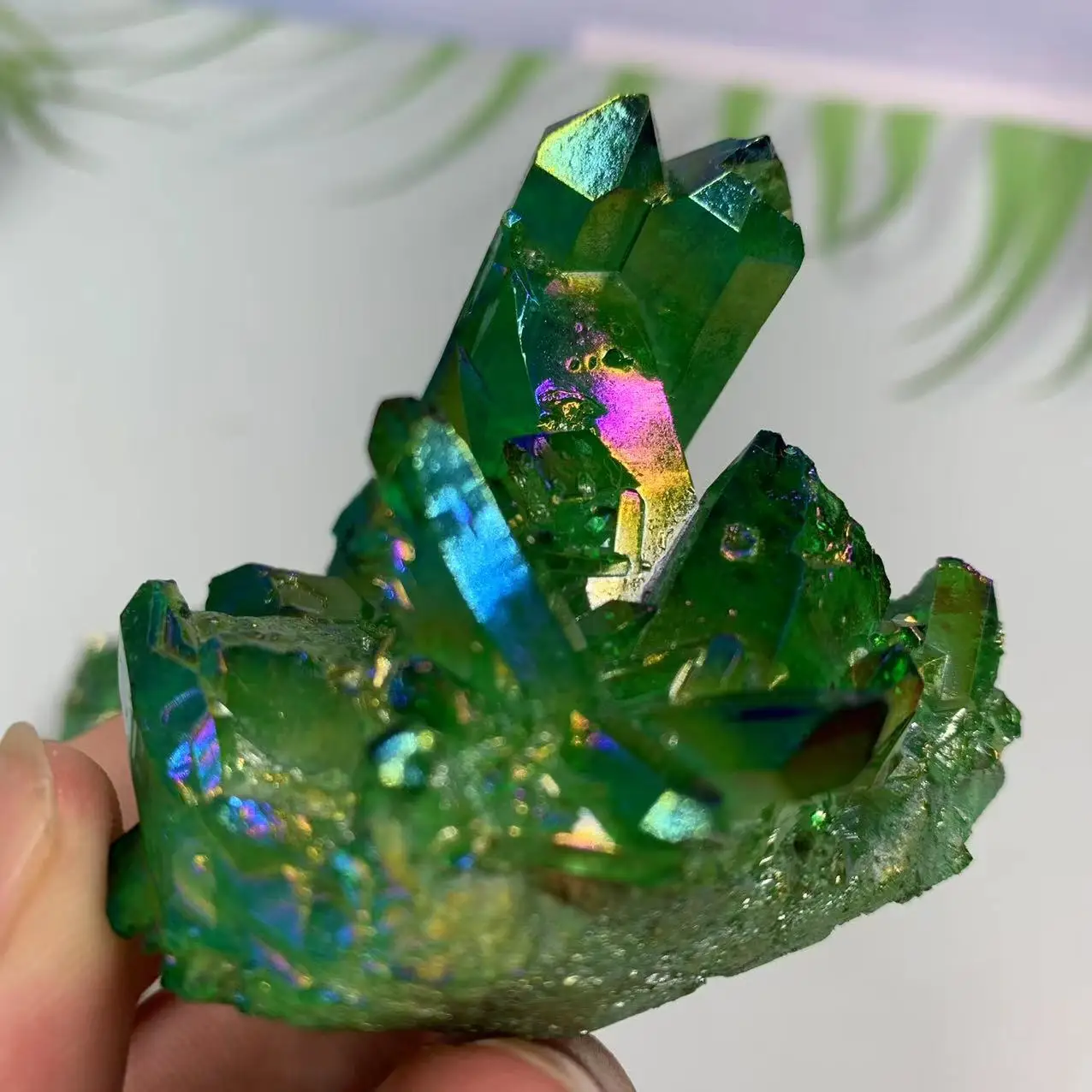 

Beautiful Natural Crystal Cluster Green Quartz Cluster Rainbow Aura Energy Gem Stone Healing Mineral Specimen Reiki Home Decorat