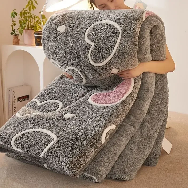 

Thick Plush Winter Quilt Warm and Comfortable Warm Cotton Quilt Flower Print Double-sided Cartoon Quilting Comforters Bedclothes