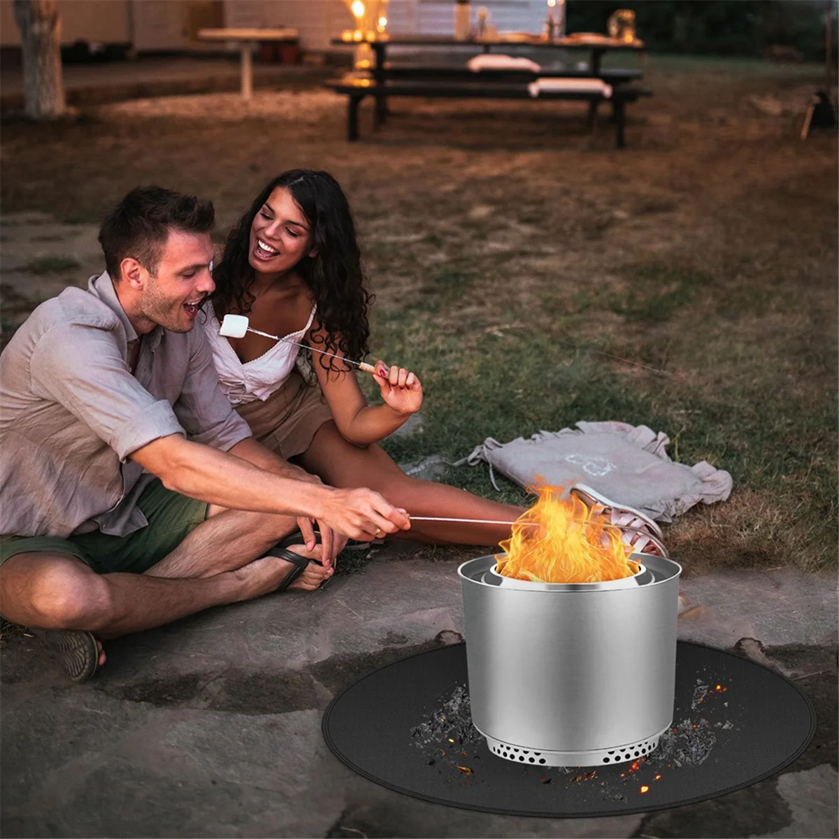 BAAU Fire Pit Mat for Bonfire,Double-Sided Fireproof Firepit Mat Round Fire Pit BBQ for Under Grill 30Inch