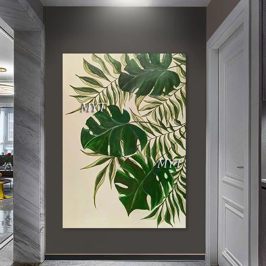 

Современная Абстрактная Высококачественная текстура, картина без рамки, художественная настенная декоративная 3D картина маслом на холсте с зелеными растениями