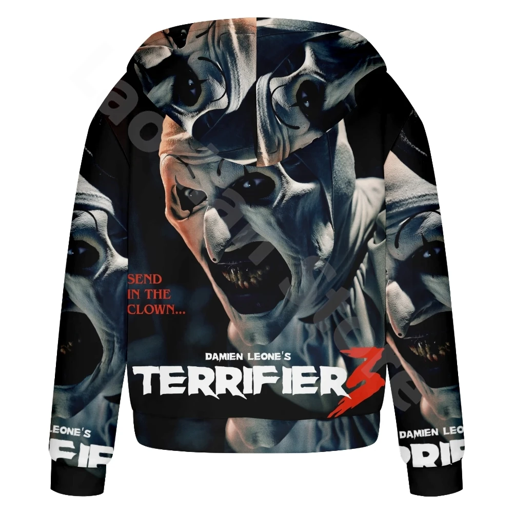Terrifier 3 Zip up Hoodies Cosplay 3D Jackets Christmas 2024 Coat Fashion Zipper Thick Sweatshirts Hip Hop Zip Hooded Jackets 3