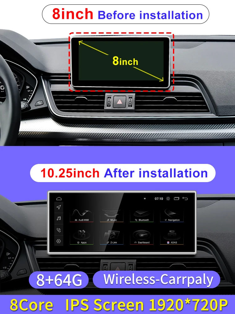 Qualcomm 8G 128G Android13 10.25inch Carplay AUTO For AUDI 2018-2022 Q5 Q5L Car