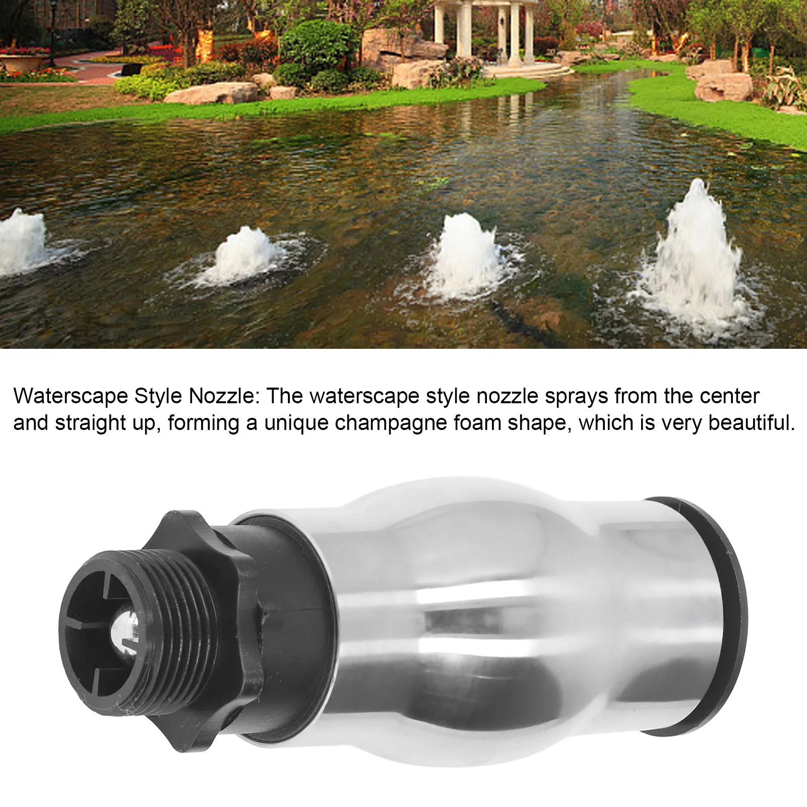 Fountain Sprinkler G1 Male Thread Frothy Foam Jet Fountain Nozzle 304 Stainless Steel Water Spray Head for Garden Pond Lake