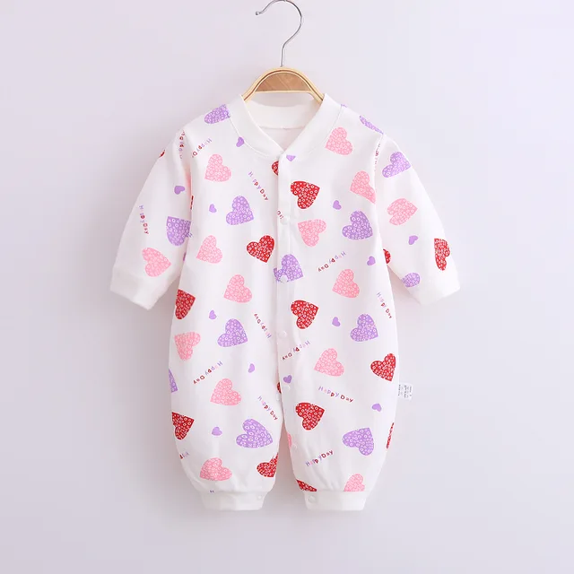Cotton Baby Jumpsuit Baby Long Sleeve Toddler Romper Clothes Newborn Cute Romper Baby Home Clothes Baby Girl Winter Clothes M