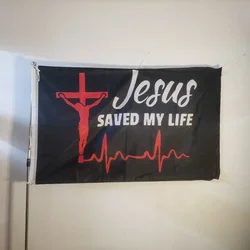 Faith - Inspired Jesus Saved My Life Banner - Outdoor Polyester Decor, Inspirational Gift - 90 x 150cm