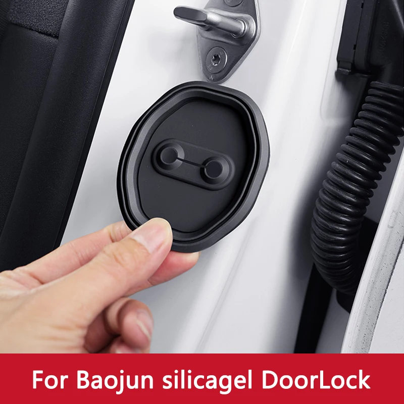 

4pcs/Set Silica Gel Car Door Lock Cover Protector Latches Stopper Guard for Baojun 360 510 530 730 RS-S RS-3 VAlli Yep Accessory