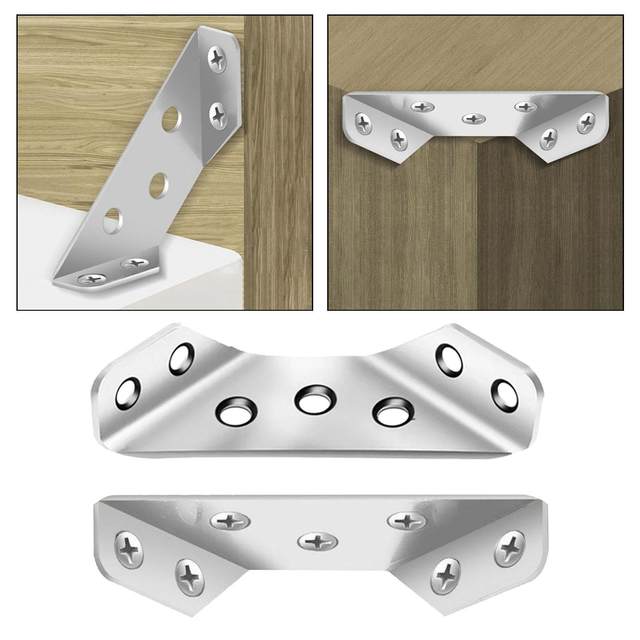 10Pcs Stainless Steel Angle Code Heavy Duty Universal Corner Brace Corner Brackets for Cabinet Cupboard Desk Shelf Table