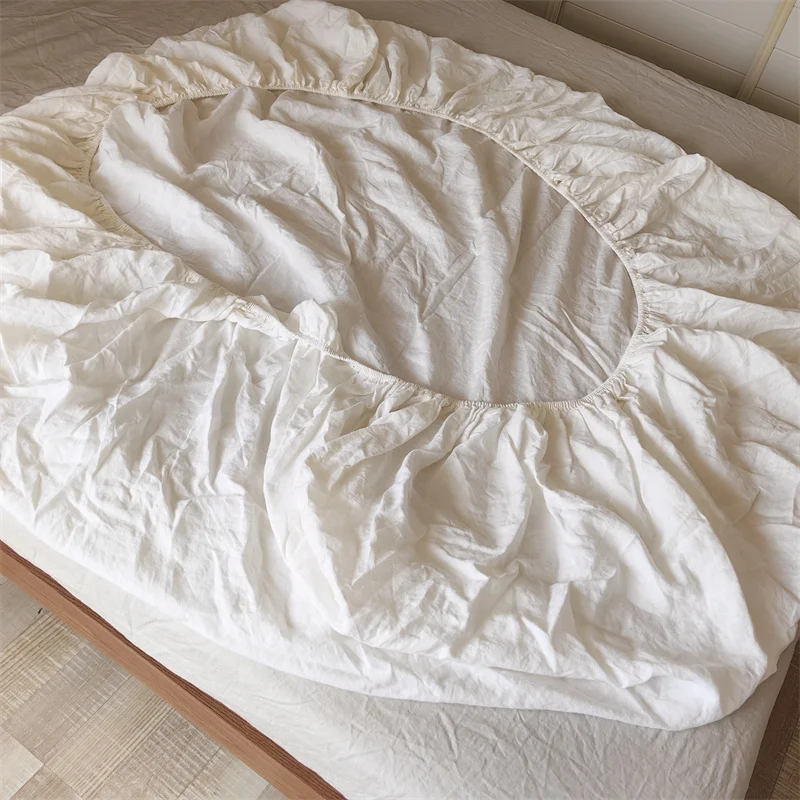 Pure Linen Mattress Protector Cover, Elastic Fitted Sheet, Bed Protection Pad, Queen, King Size, Double Bed, 90 cm, 180cm 2