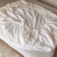 Pure Linen Mattress Protector Cover, Elastic Fitted Sheet, Bed Protection Pad, Queen, King Size, Double Bed, 90 cm, 180cm 2