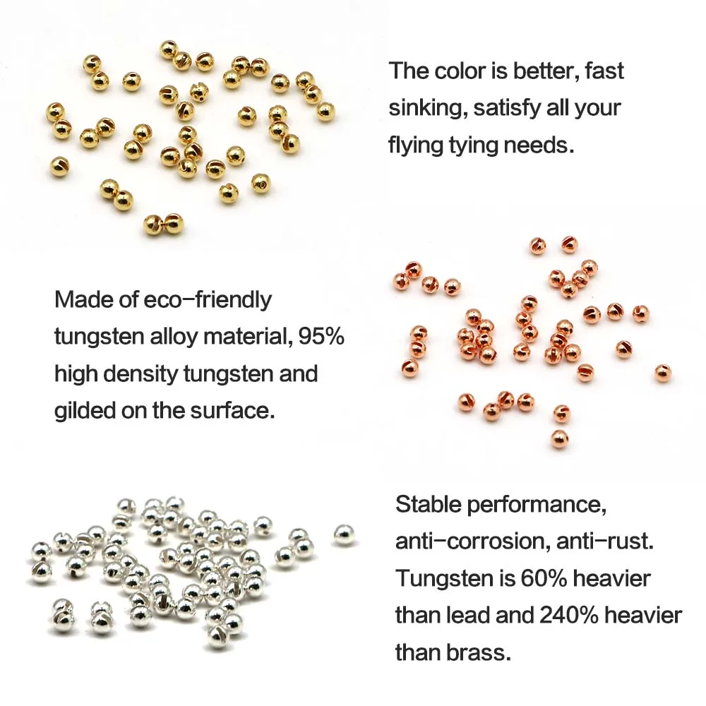 Hot sale Tungsten Slotted Beads 50PCS 1.5-5.5mm Fly Fishing Trout Perch Panfish Hook DIY Fly Tying Material 6