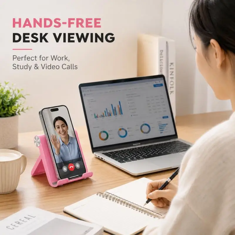 Adjustable Foldable Phone and Tablet Stand - Portable, Anti-Slip Desk Holder for Office and Travel, Available in 8 Colors