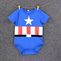 Summer Newborn Baby Rompers Boys Girls Clothes Cartoon Spider Man Captain America Print Bodysuits Cotton Infant Jumpsuits 0-18M 2