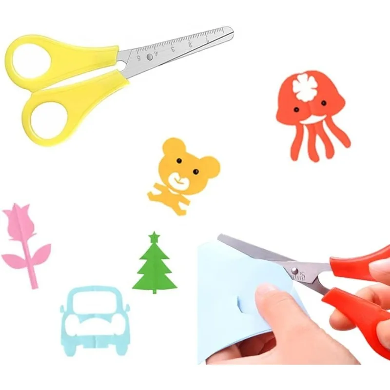 For School Office Home12 Pcs Children Safety Scissors Plastic Handle Paper Scissors Scissors with Centimeter Scale - 4