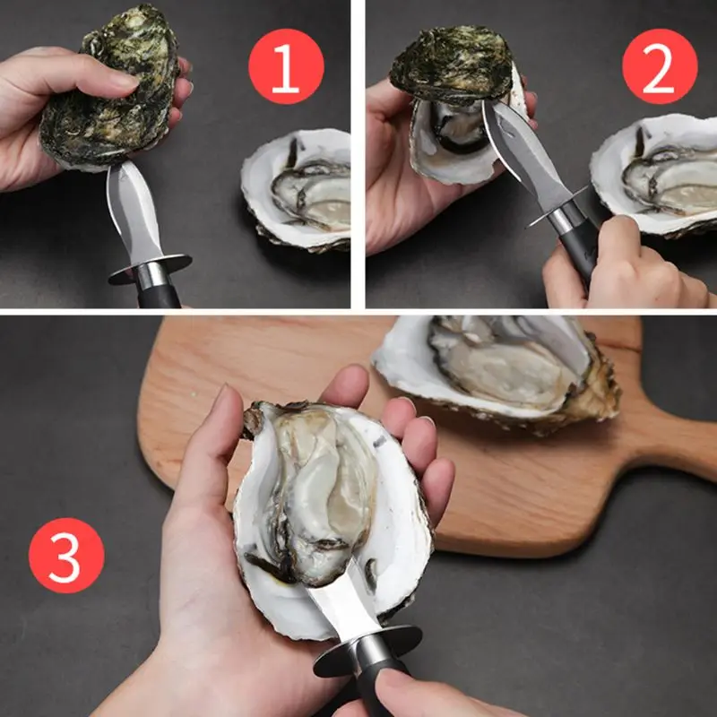 Seafood Opener Oyster Knife Oyster Knife Sharp-edged Shucker Shell Seafood Opener Tool Portable Stainless Steel Seafood Scallop Pry Knife Multifunction Kitc