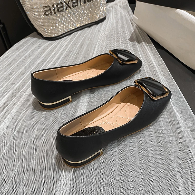 

Women's Chunky Block Pumps Slip On Low Heel Closed Round Toe Dress Classic Mid Square Shoes Wedding Party Office Lady Shoes