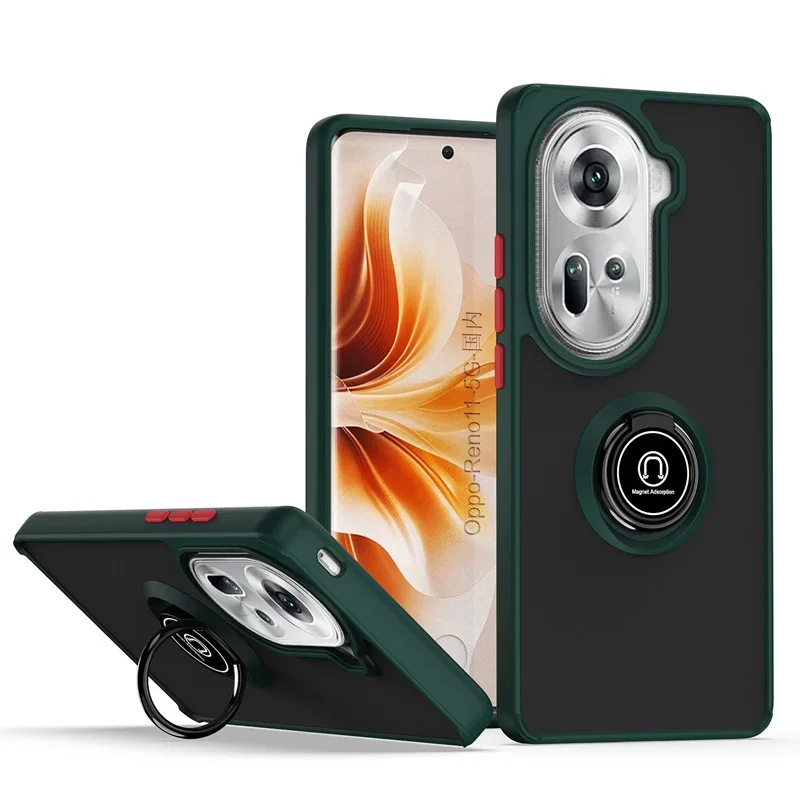 Matte Shockproof Phone Case with Magnetic Ring Stand Holder