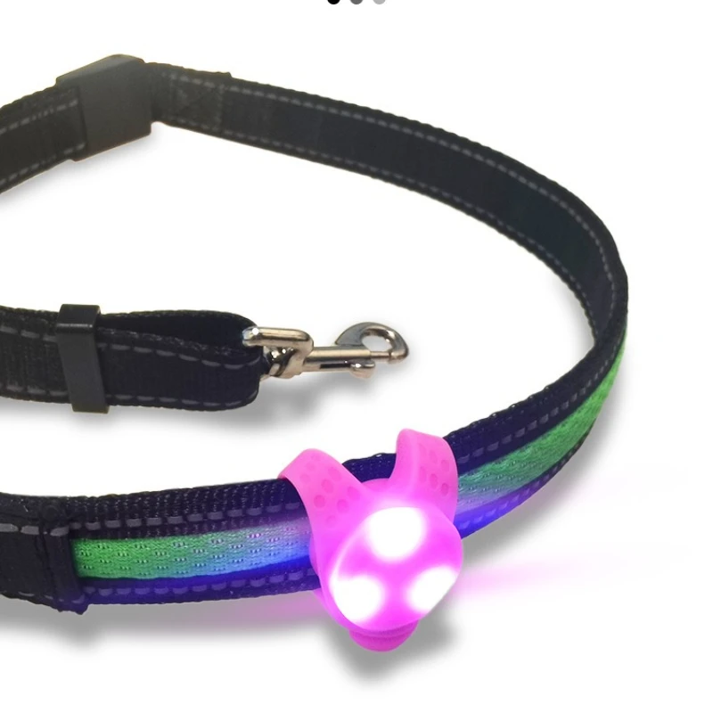 3in LED Pet Dog Collar Pendant Silicone Luminous Warning Light Glitter Christmas Ornament For Dogs Cats Bird Cage Festival Decor