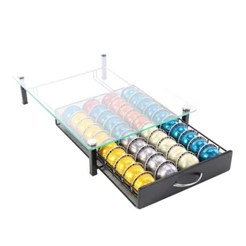 Nespresso Vertuo Porta cialde Cassetto Organizzatore per cialde di caffè Porta capsule Vertuoline Vassoio in vetro Dolce Gusto 40 cialde 1