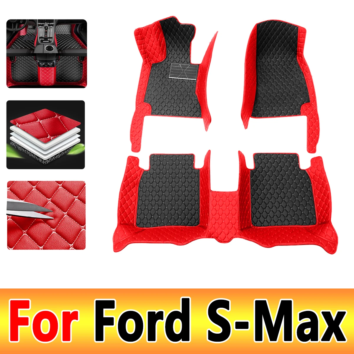 

Автомобильные коврики для Ford S-Max MK1 2006 ~ 2014, 7-местные коврики с защитой от грязи, полный комплект, водонепроницаемые напольные коврики, Нескользящие коврики, автомобильные аксессуары