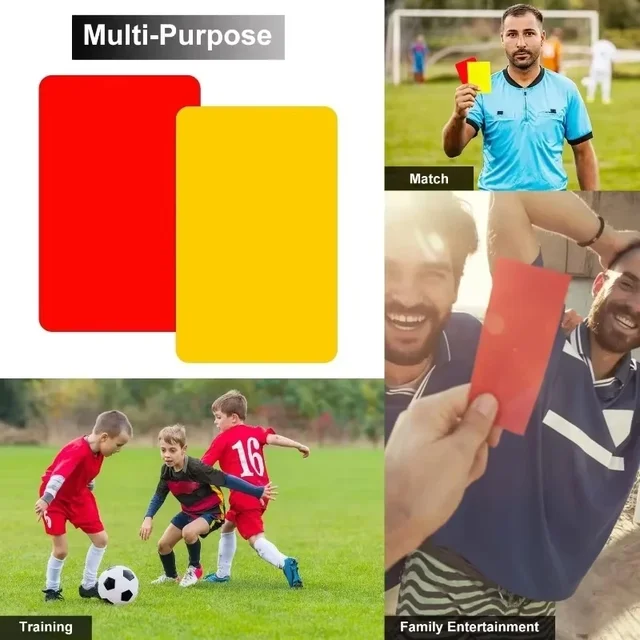 Football Match Referee's Red And Yellow Card Set Football Referee Equipment With Leather Case Record Paper And Whistle 4