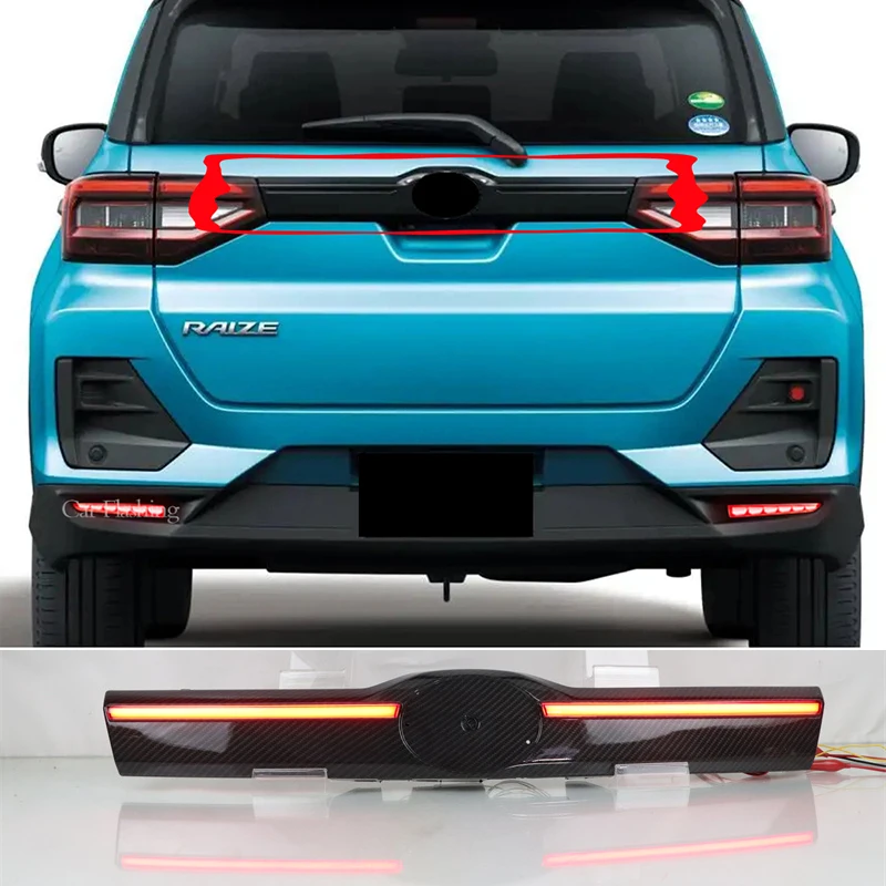 

Для Toyota Raize 2021 2022 светодиодсветодиодный крышка багажника, отделка, замена центральных задних противотуманных фар, стоп-сигнал, задний свет, последовательная вспышка