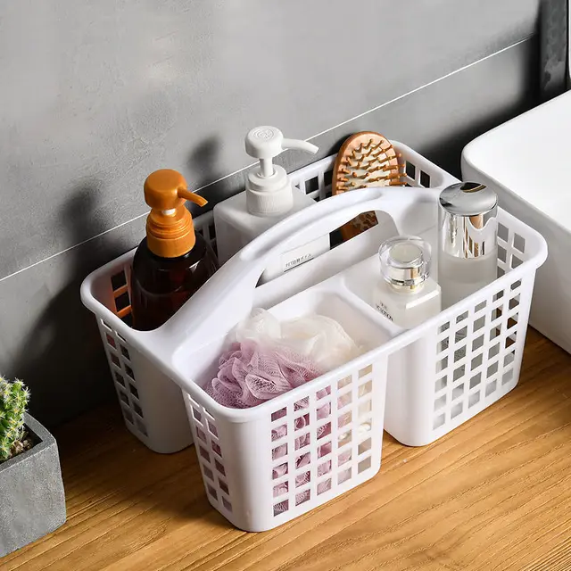 Generator Acht Vrijstelling Hol Plastic Opslag Mand Met Handvat En 3 Compartimenten Panier Rangement  Badkamer Douche Toiletartikelen Organizer Box - AliExpress